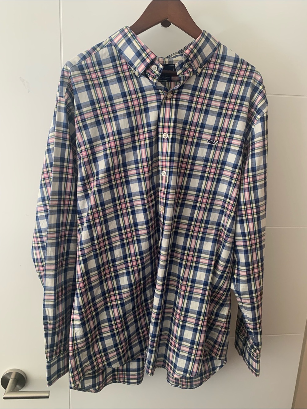 Vineyard Vines Classic Plaid Button-Down Shirt - Blue & Pink A9